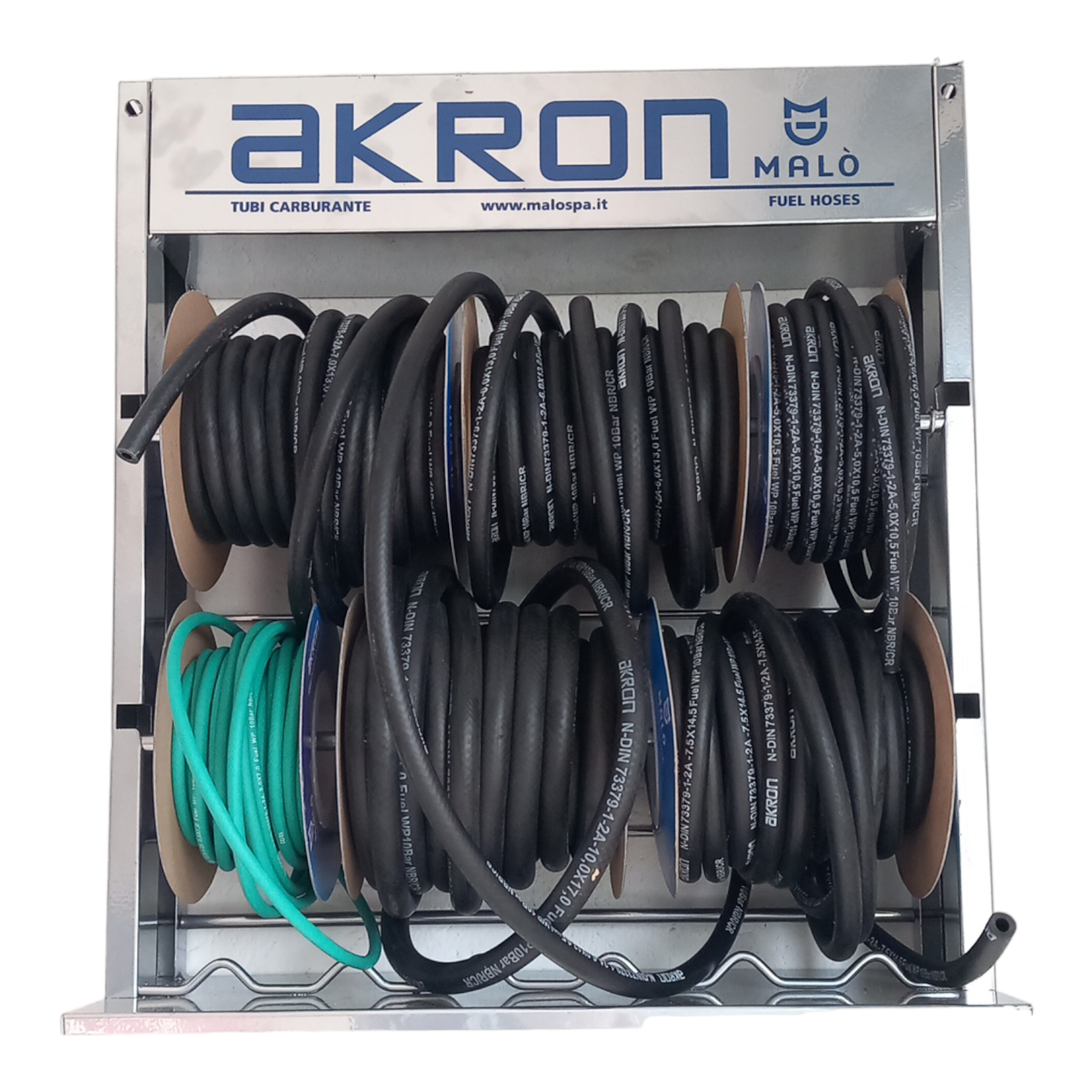 Espositore Tubi Carburante Con 6 Bobine Marca Akron BIBA-RICAMBI