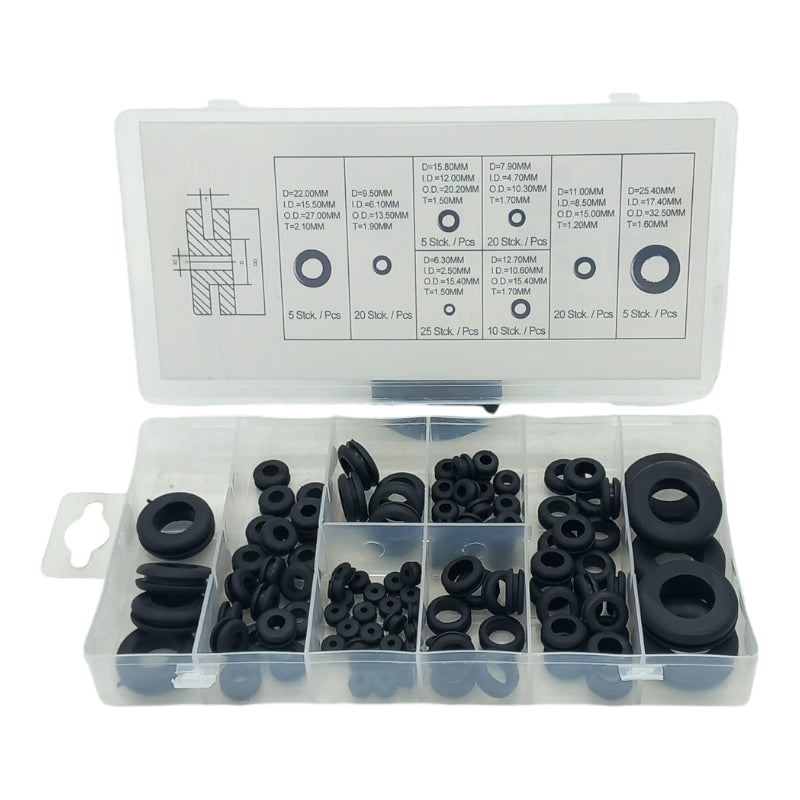 Assortimento di 110 gommini in gomma di varie dimensioni ASTA