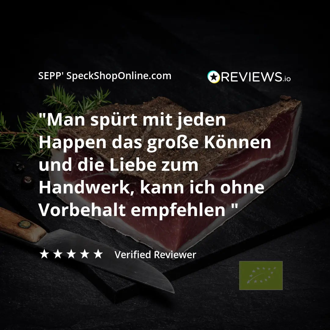 SEPP' BIO-Südtiroler Speck g.g.A. - 'Das Viertel' ohne Pökelsalz 💚 - BIBA-RICAMBI