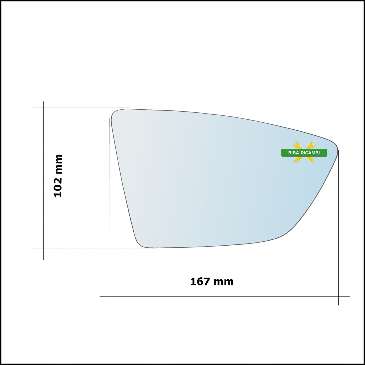 Vetro Specchio Retrovisore Cromato Asferico Lato Sx-Guidatore Per Seat Leon (5F) dal 2012> BIBA-RICAMBI