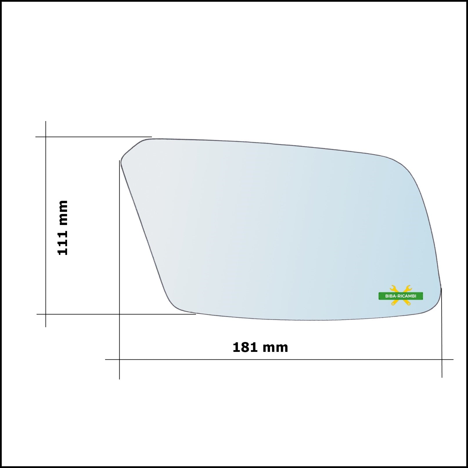 Vetro Specchio Retrovisore Cromato Asferico Lato Sx-Guidatore Per Volvo 440 (445) solo dal 1994-1997 BIBA-RICAMBI