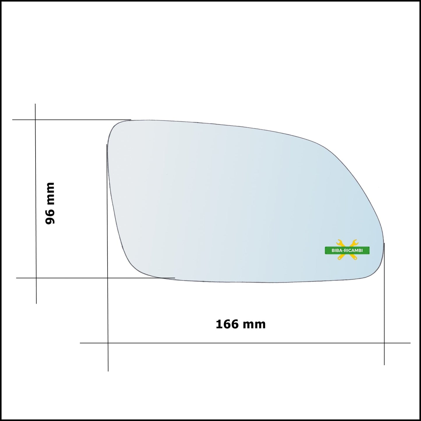 Vetro Specchio Retrovisore Cromato Asferico Lato Sx-Guidatore Per Volkswagen Polo (9N) solo dal 2004-2009 BIBA-RICAMBI