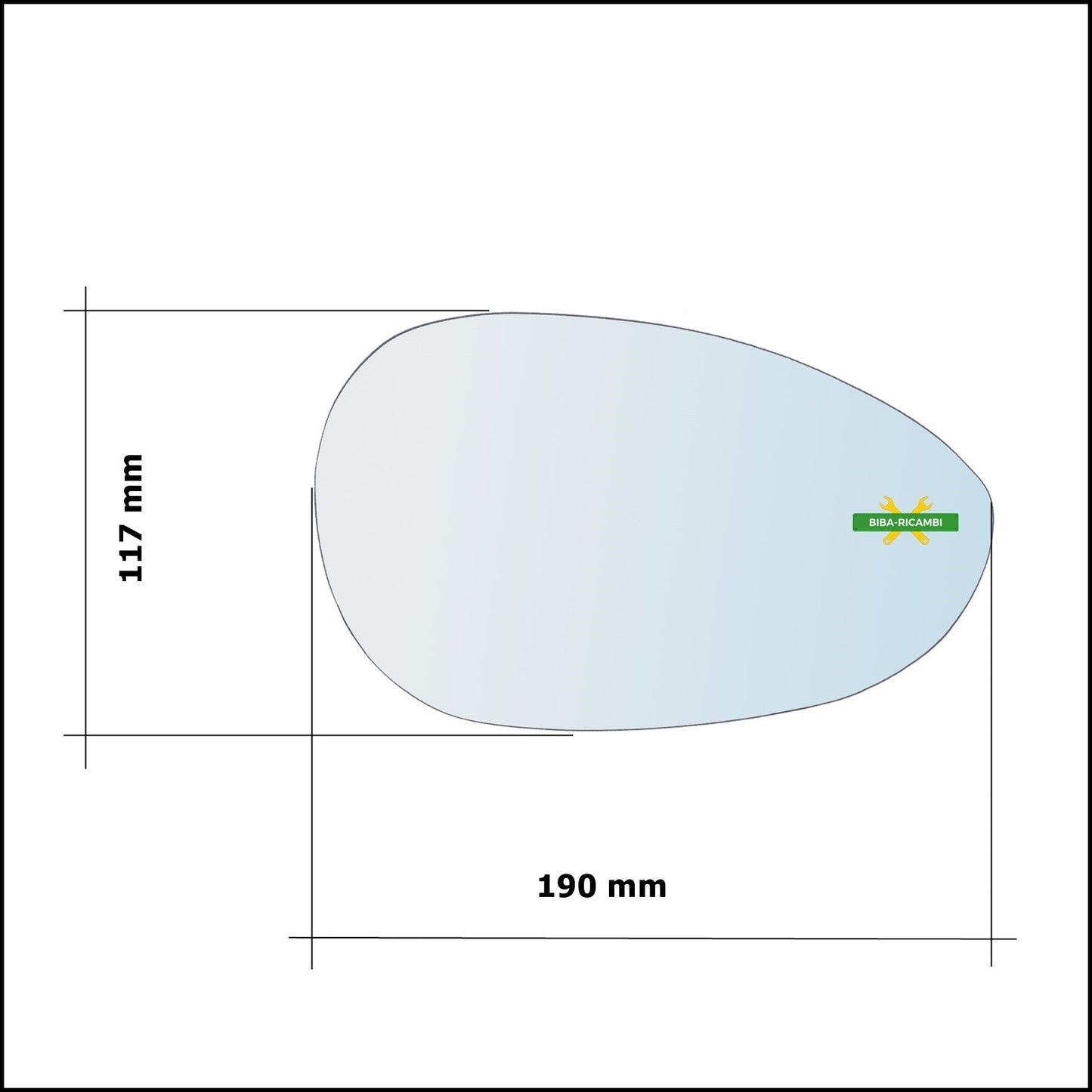Vetro Specchio Retrovisore Cromato Lato Dx-Passeggero Per Abarth 500 / 595 / 695 dal 2008> BIBA-RICAMBI
