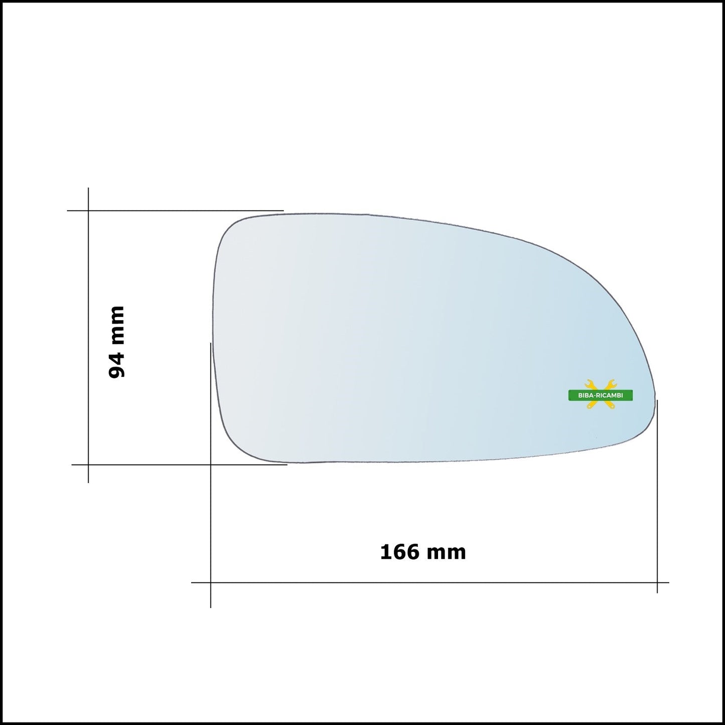 Vetro Specchio Retrovisore Cromato Lato Sx-Guidatore Per Hyundai Accent II (LC) solo dal 2001-2003 BIBA-RICAMBI