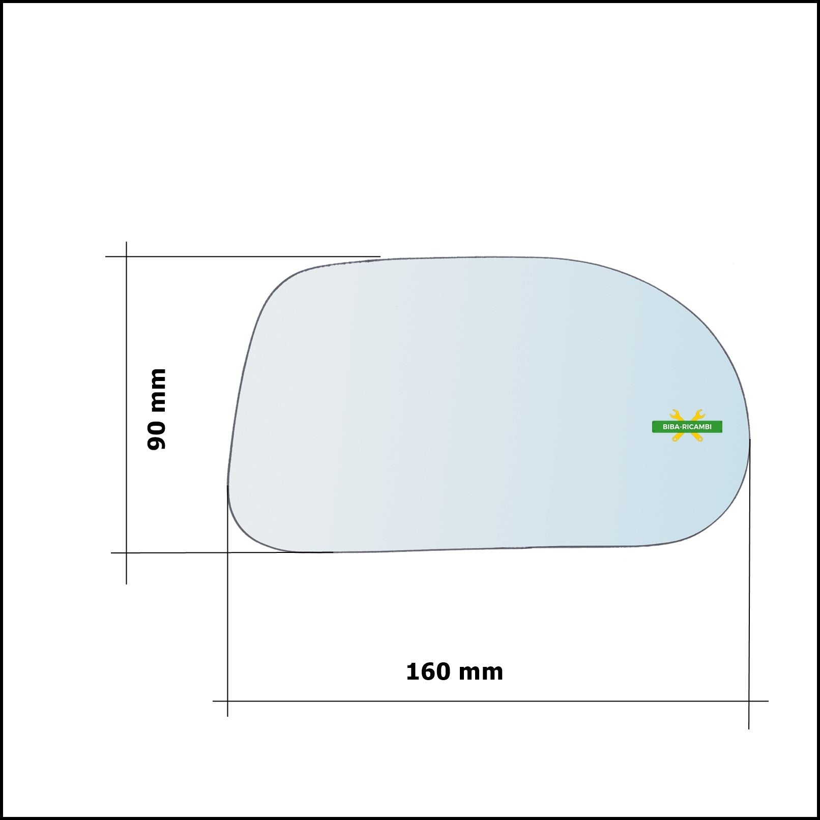 Vetro Specchio Retrovisore Cromato Asferico Lato Sx-Guidatore Per Fiat Brava (182) dal 1995-2003 BIBA-RICAMBI