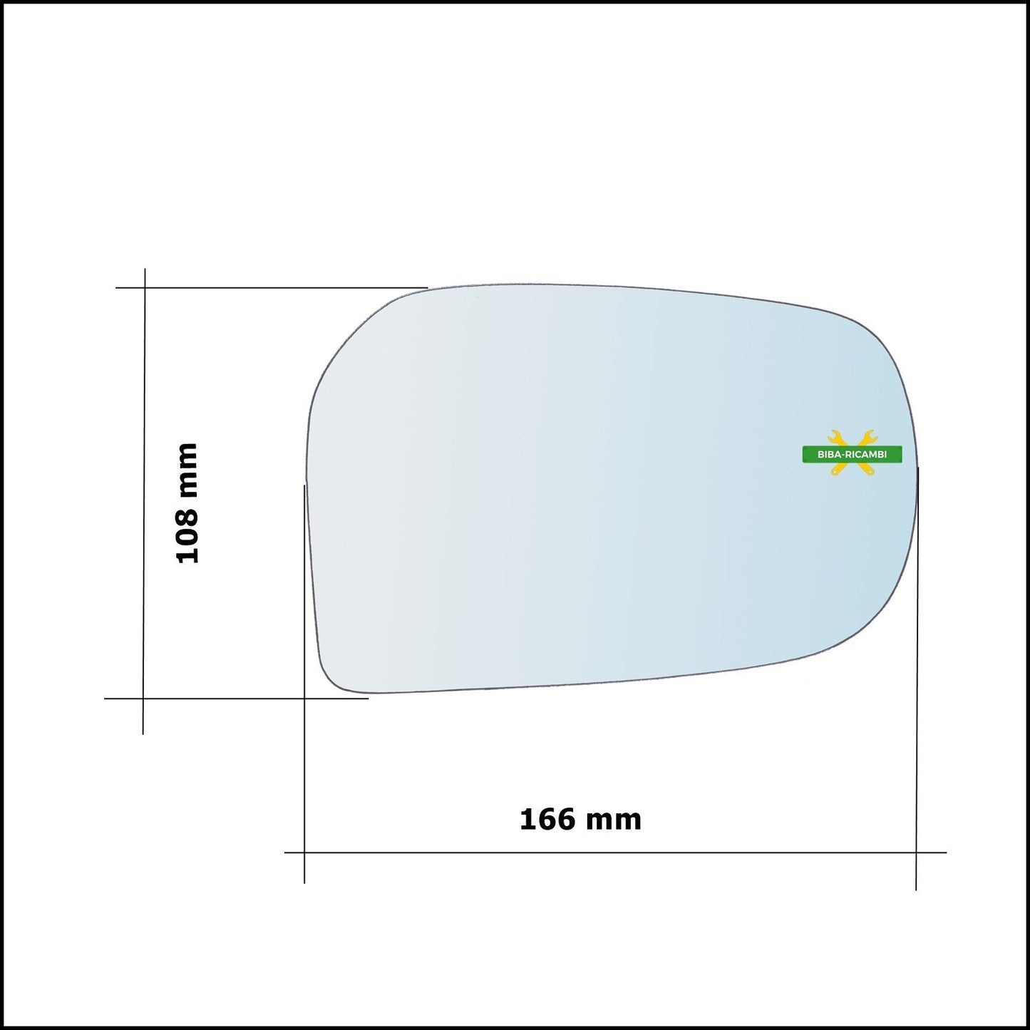 Vetro Specchio Retrovisore Cromato Asferico Lato Sx-Guidatore Per Fiat Punto II (188) Restyling solo dal 2008-2012 BIBA-RICAMBI