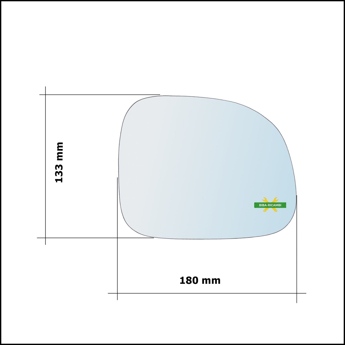 Vetro Specchio Retrovisore Cromato Asferico Lato Sx-Guidatore Per Fiat 500L (351) dal 2012> BIBA-RICAMBI