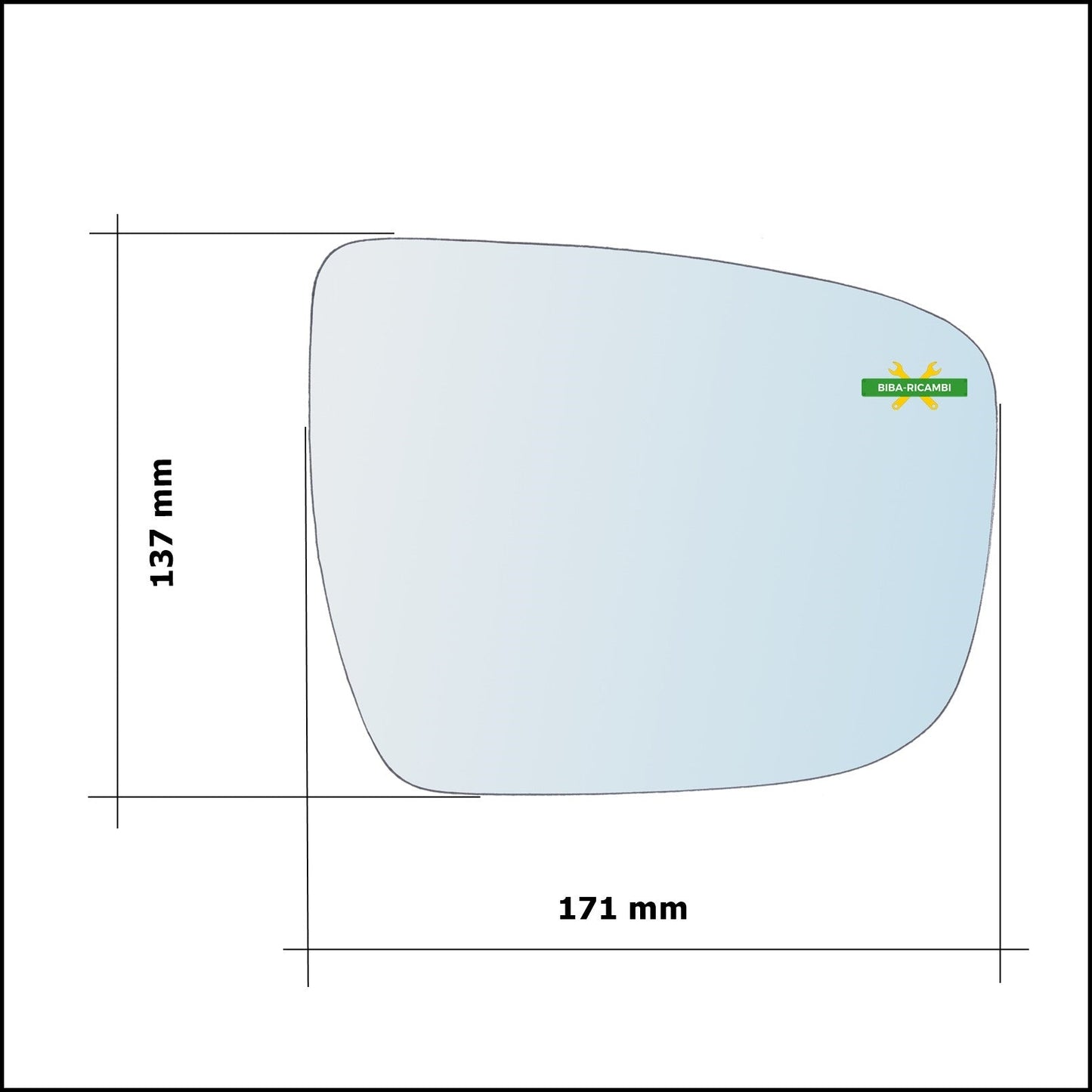 Vetro Specchio Retrovisore Cromato Asferico Lato Sx-Guidatore Per Nissan Juke I (F15) solo dal 2014> BIBA-RICAMBI
