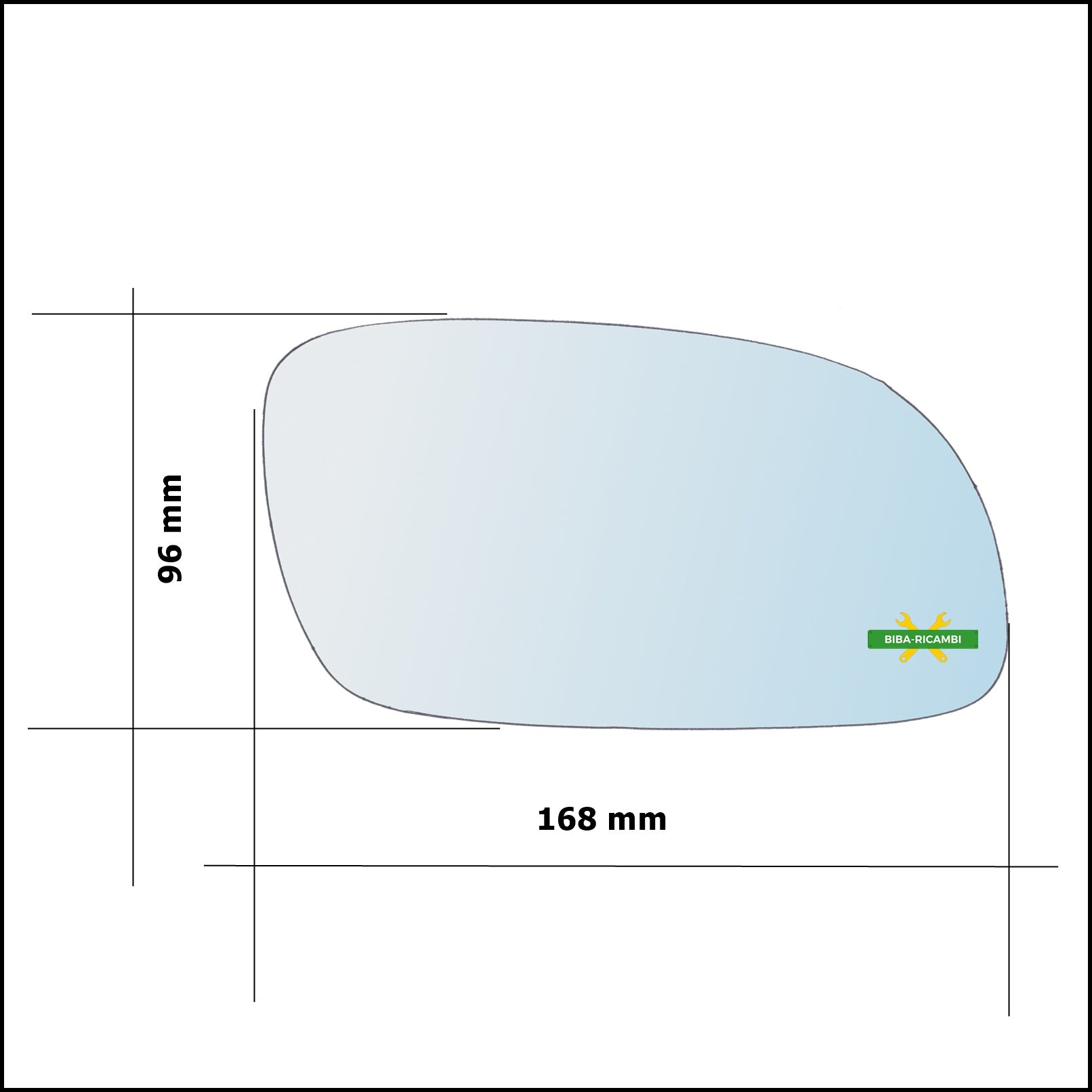 Vetro Specchio Retrovisore Cromato Lato Dx-Passeggero Per Hyundai Accent I (X-3) dal 1994-2000 BIBA-RICAMBI