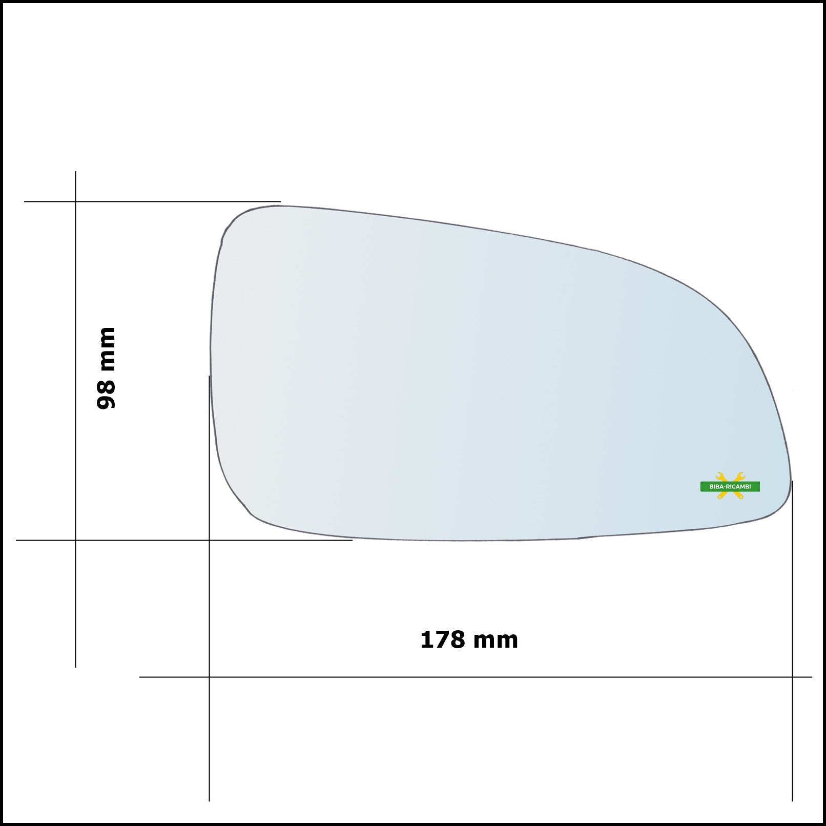 Vetro Specchio Retrovisore Cromato Lato Dx-Passeggero Per Opel Astra H (A04) solo dal 2004-2009 (specchio piccolo) BIBA-RICAMBI