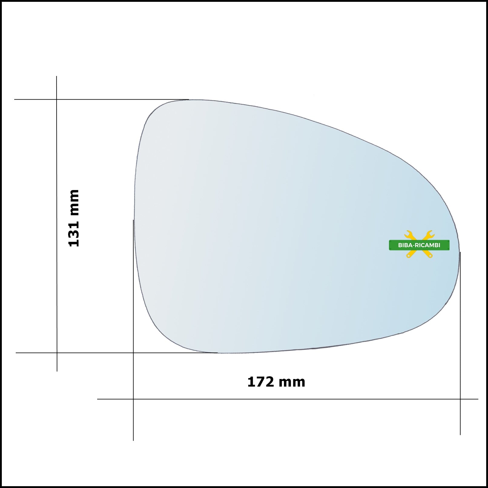 Vetro Specchio Retrovisore Cromato Asferico Lato Dx-Passeggero Per Volkswagen Touareg II (7P5) dal 2010-2018 BIBA-RICAMBI