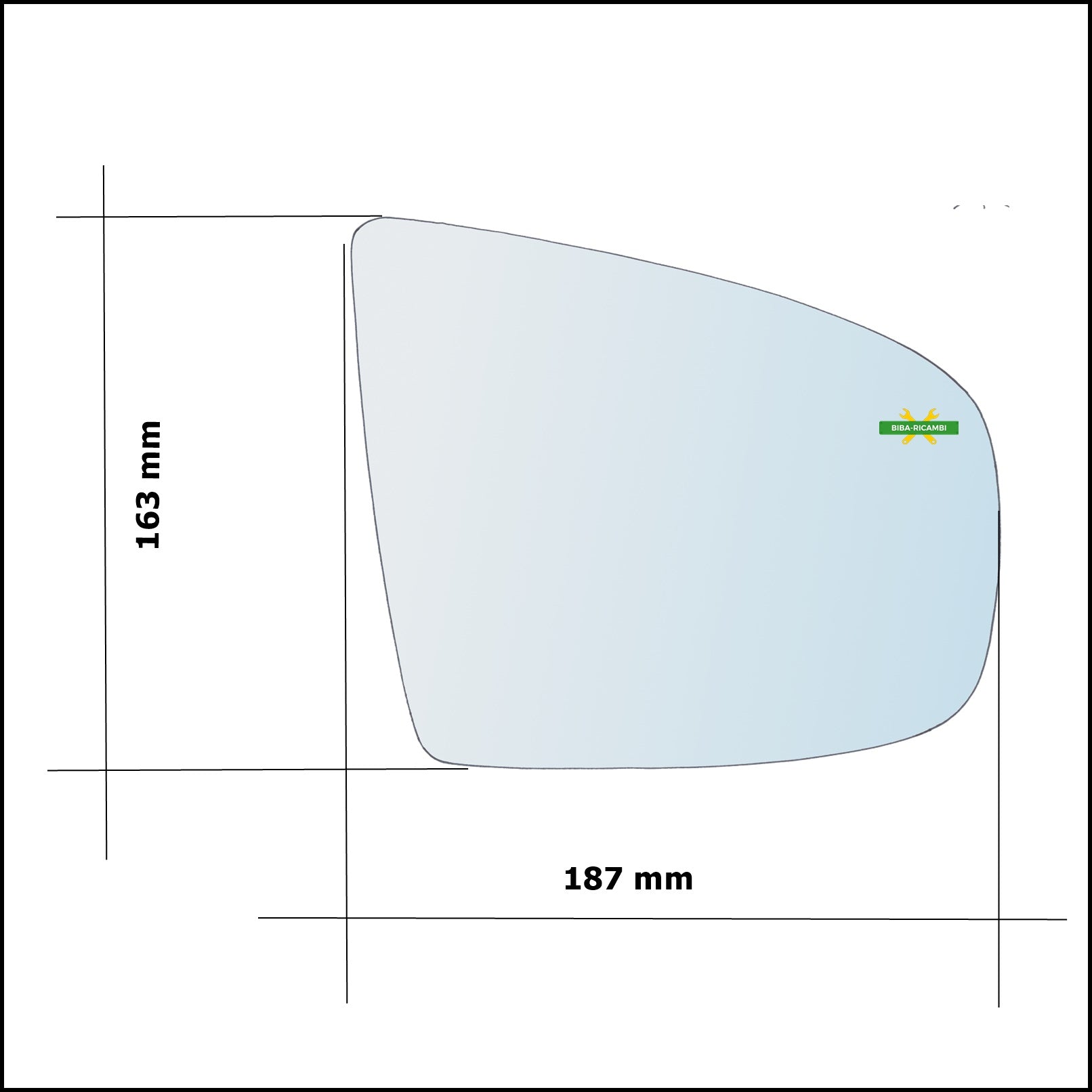 Vetro Specchio Retrovisore Cromato Asferico Lato Dx-Passeggero Per Bmw X6 I (E71) dal 2007-2014 BIBA-RICAMBI