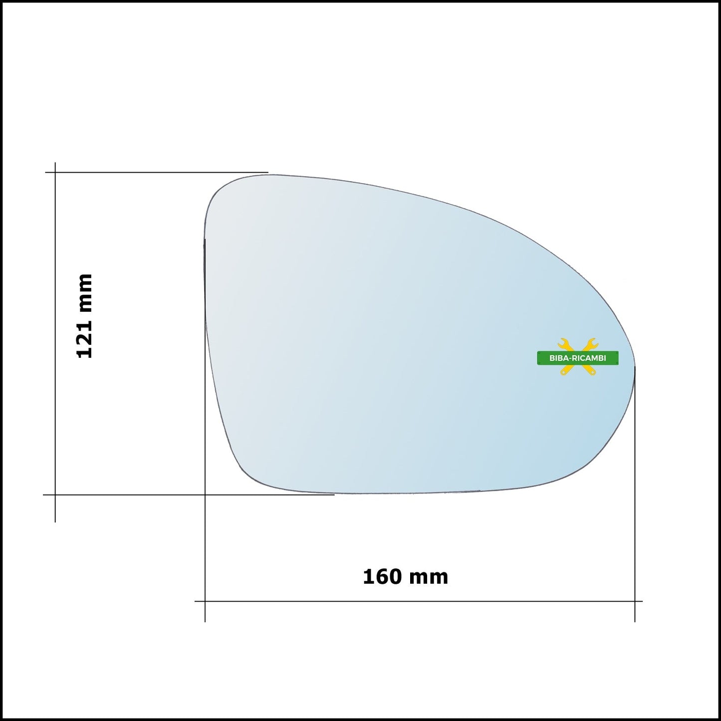 Vetro Specchio Retrovisore Cromato Lato Dx-Passeggero Per Smart ForFour I (454) dal 2004-2006 BIBA-RICAMBI