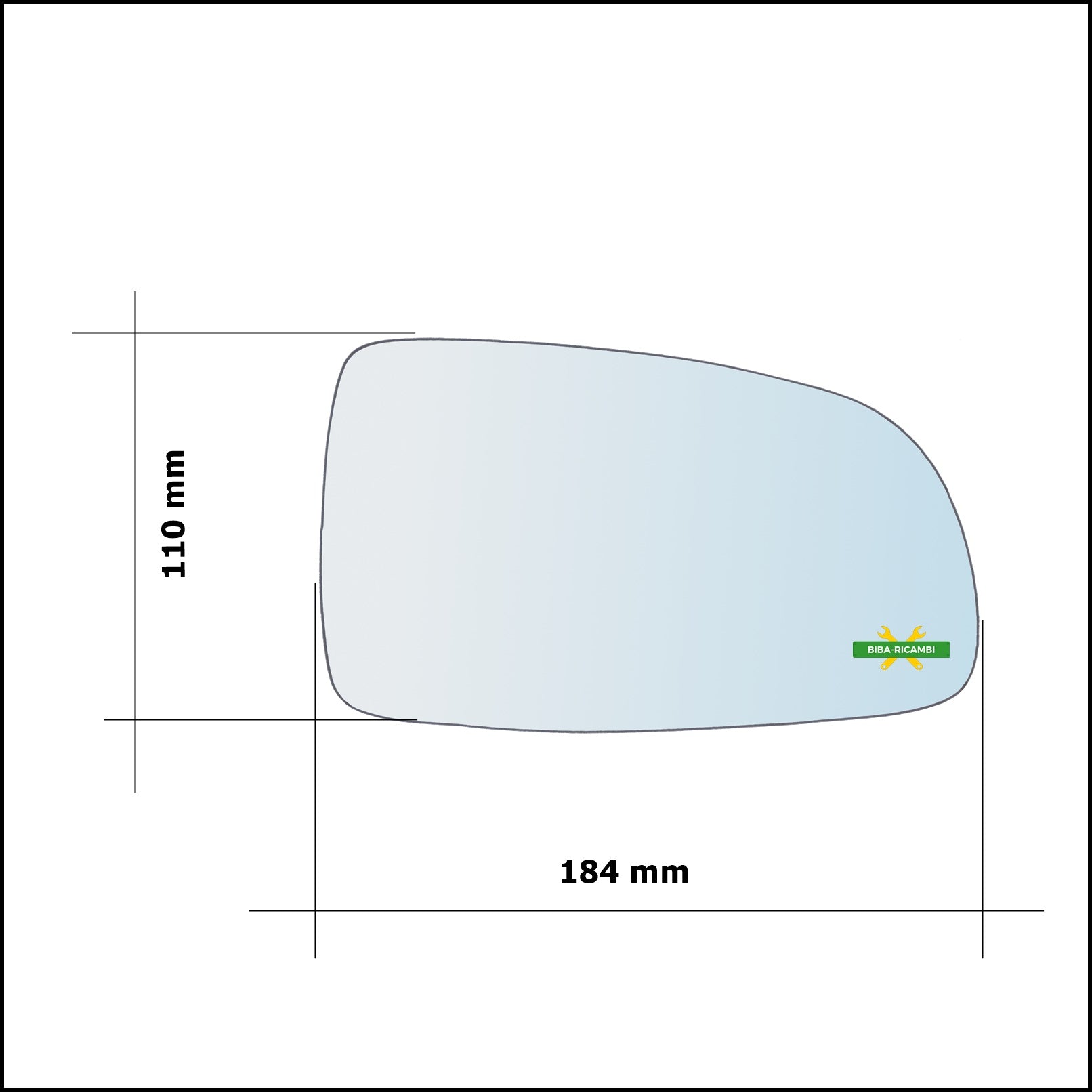 Vetro Specchio Retrovisore Asferico Lato Sx-Guidatore Per Chevrolet Aveo (T250, T255) solo dal 2007-2010 BIBA-RICAMBI