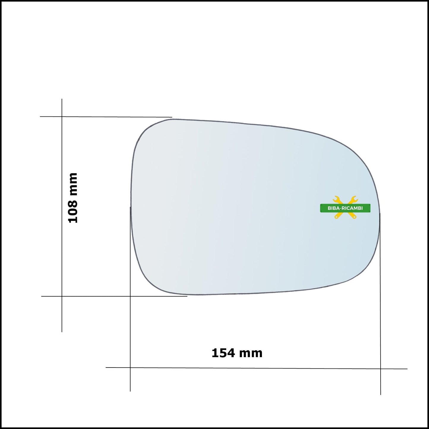 Vetro Specchio Retrovisore Lato Dx-Passeggero Per Daihatsu Sirion (M1) dal 1998-2005 BIBA-RICAMBI