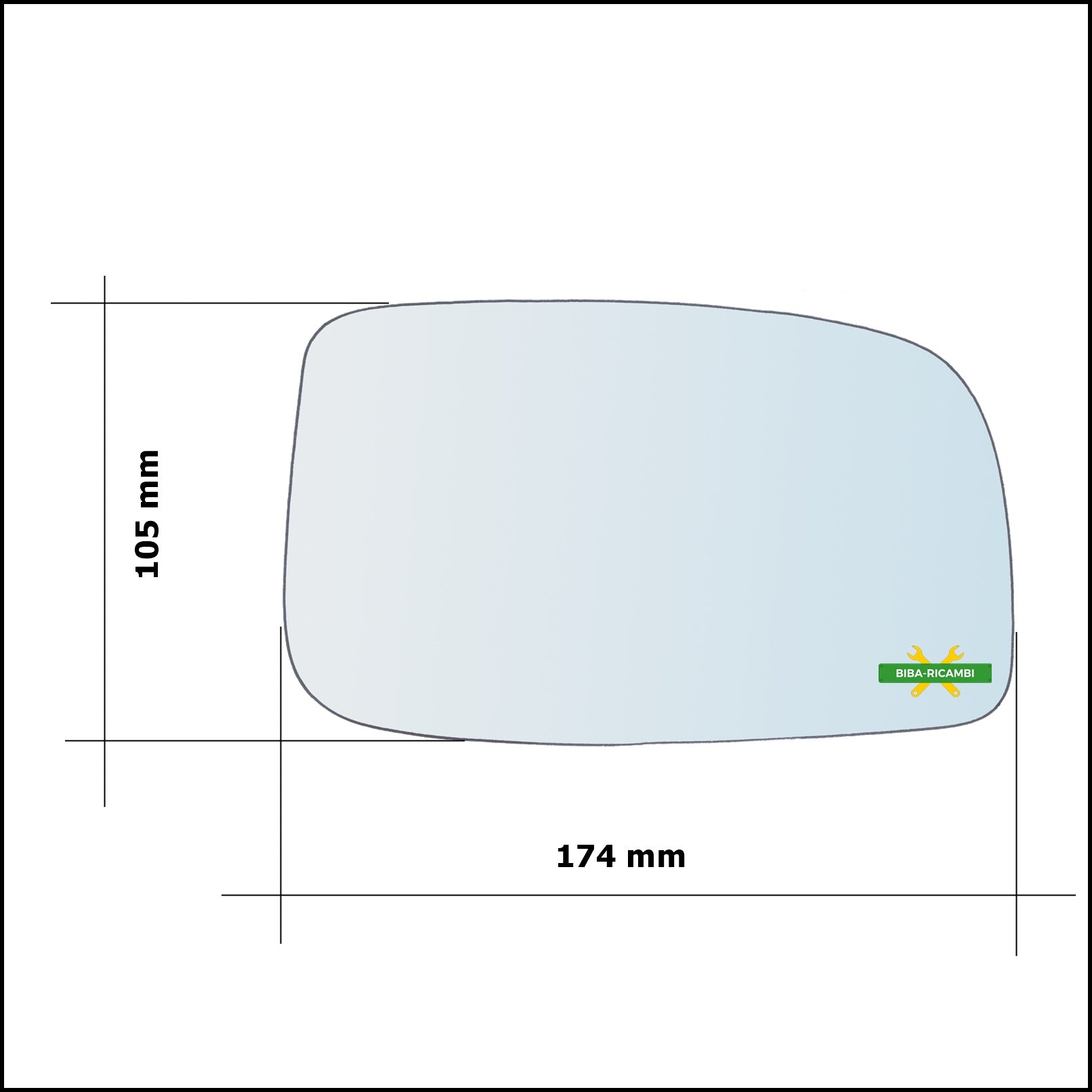 Vetro Specchio Retrovisore Asferico Lato Dx-Passeggero Per Daihatsu Sirion (M3) dal 2005-2011 BIBA-RICAMBI