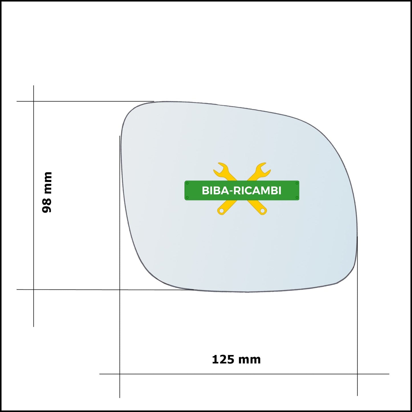 Vetro Specchio Retrovisore (122x95) Lato Dx-Passeggero Per Audi A6 (4A) solo dal 1994-1997 BIBA-RICAMBI