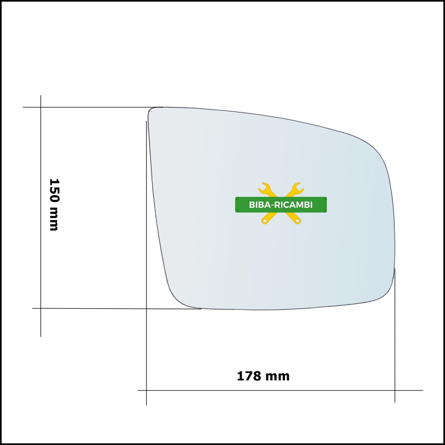 Vetro Specchio Retrovisore Lato Sx-Guidatore Per Mercedes Viano (W639) solo dal 2011-2013 BIBA-RICAMBI