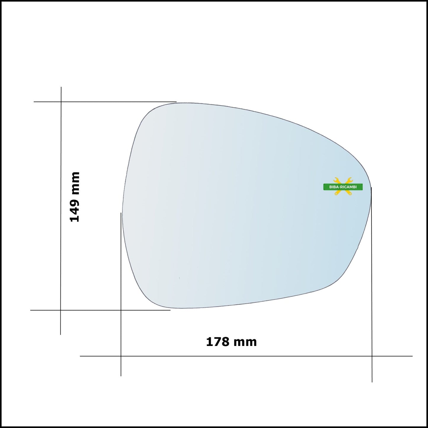 Piastra Specchio Retrovisore Termica Asferica Lato Passeggero Per Alfa Romeo Stelvio (949) dal 2016> BIBA-RICAMBI