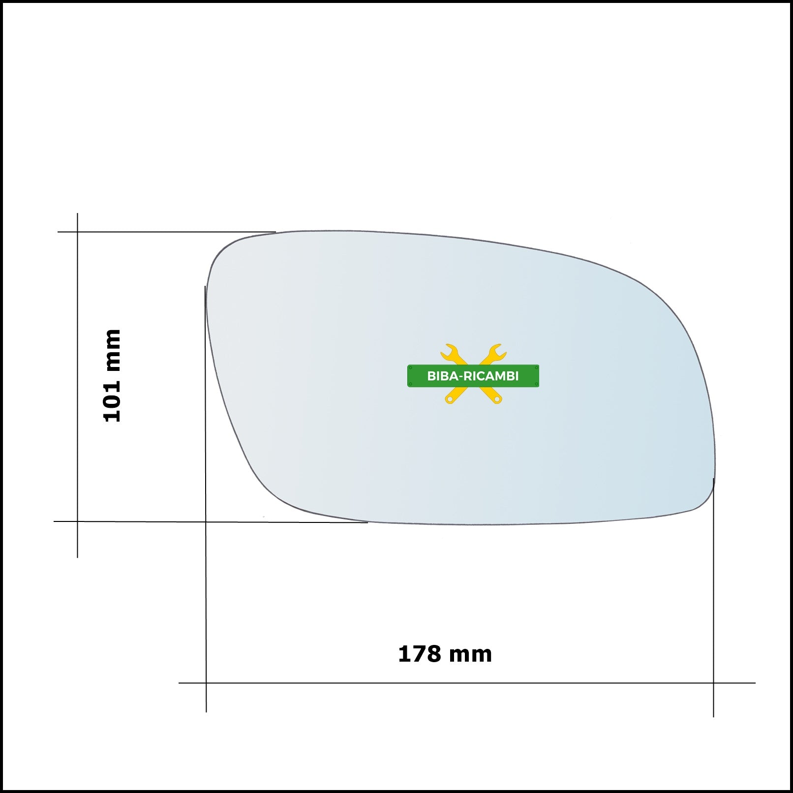Vetro Specchio Retrovisore Asferico Lato Dx-Passeggero Per Volkswagen Touran 2003-2010 BIBA-RICAMBI