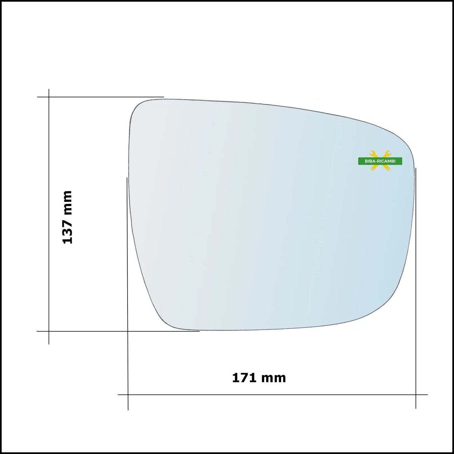 Piastra Specchio Retrovisore Termica Asferica Lato Sx-Guidatore Per Nissan Juke II (F16) dal 2019> BIBA-RICAMBI