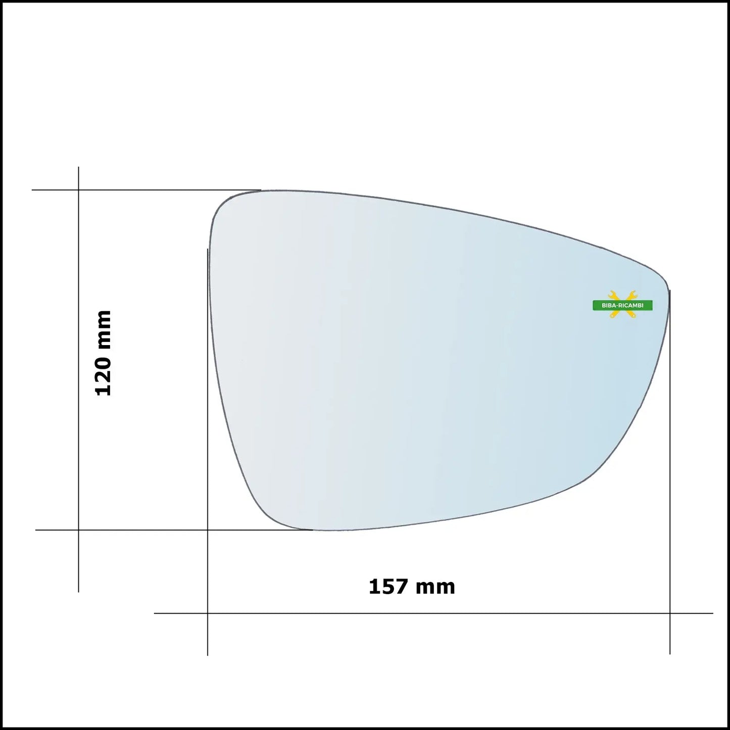 Piastra Specchio Retrovisore Termica Asferica Lato Dx-Passeggero Per Ford Focus IV dal 2018> BIBA-RICAMBI