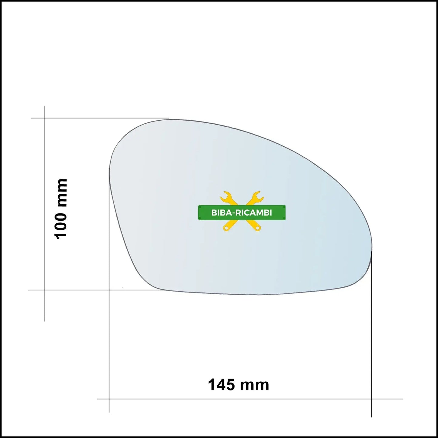 Vetro Specchio Retrovisore Cromato Asferico Lato Sx-Guidatore Per Seat Ibiza III (6L1) dal 2002-2009 BIBA-RICAMBI