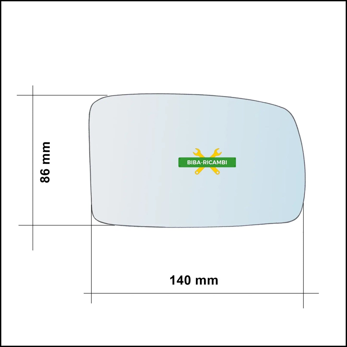 Vetro Specchio Retrovisore Cromato Asferico Lato Sx-Guidatore Per Fiat Panda II (169) solo dal 2003-2008 BIBA-RICAMBI