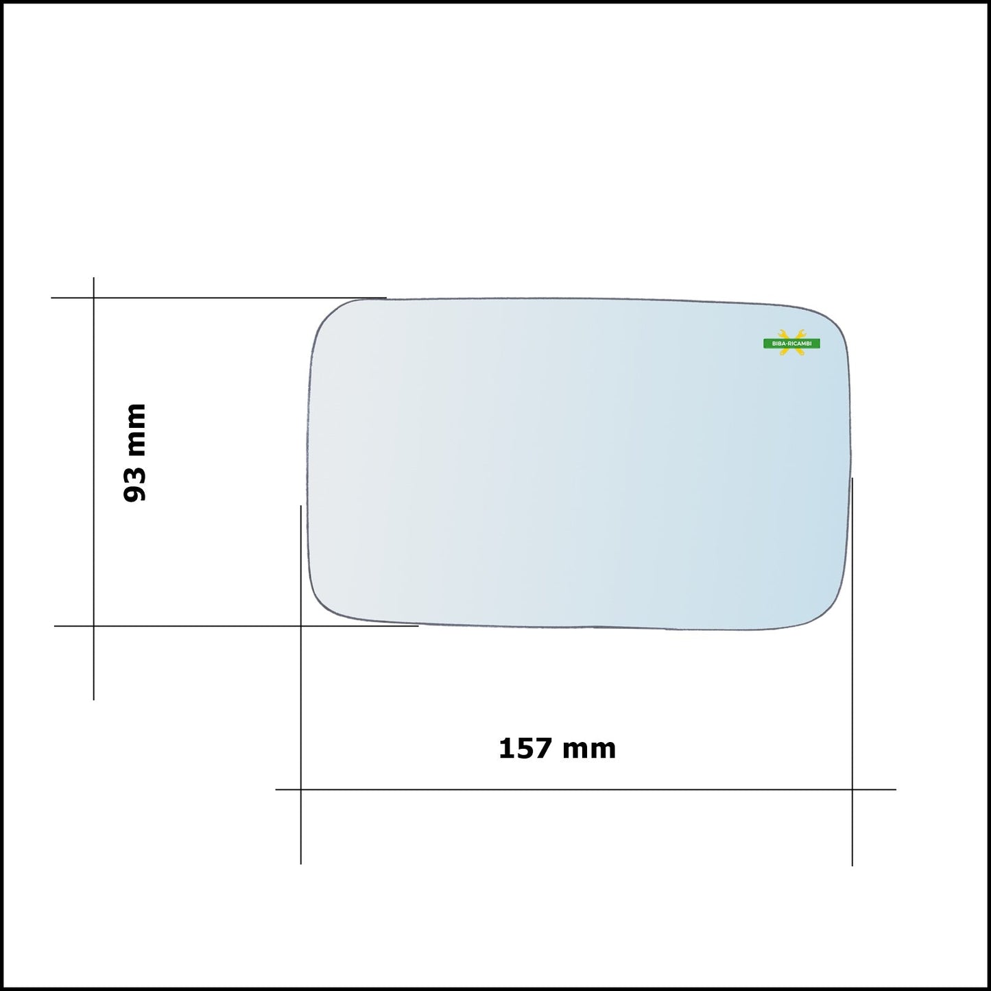 Vetro Specchio Retrovisore Cromato Asferico Lato Sx-Guidatore Per Volkswagen Polo (86C) dal 1981-1994 BIBA-RICAMBI