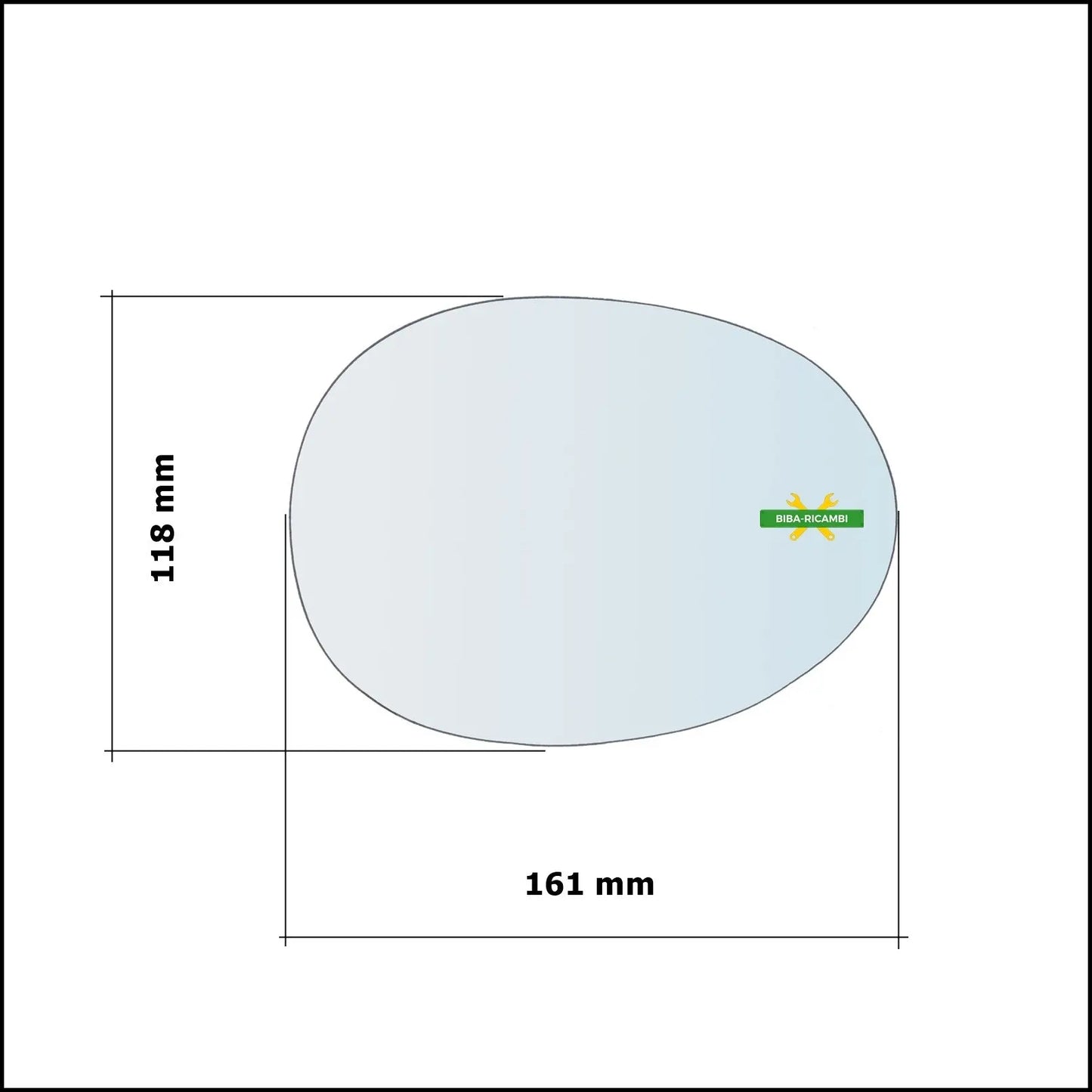 V. Piastra Specchio Retrovisore Asferica Lato Sx-Guidatore Per Peugeot 107 dal 2005> BIBA-RICAMBI
