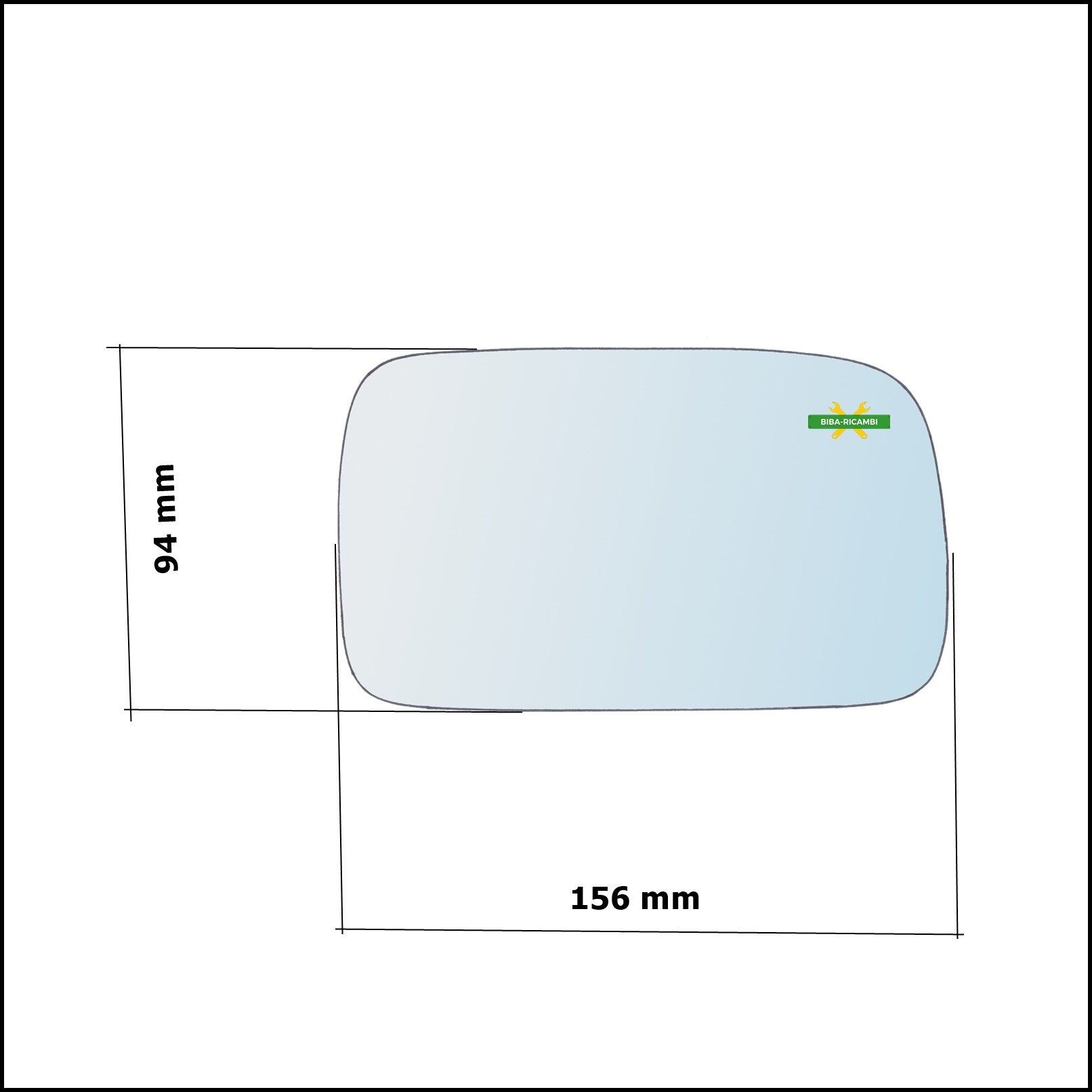 Vetro Specchio Retrovisore Cromato Asferico Lato Dx-Passeggero Per Volkswagen Polo (6N1) dal 1994-1999 BIBA-RICAMBI