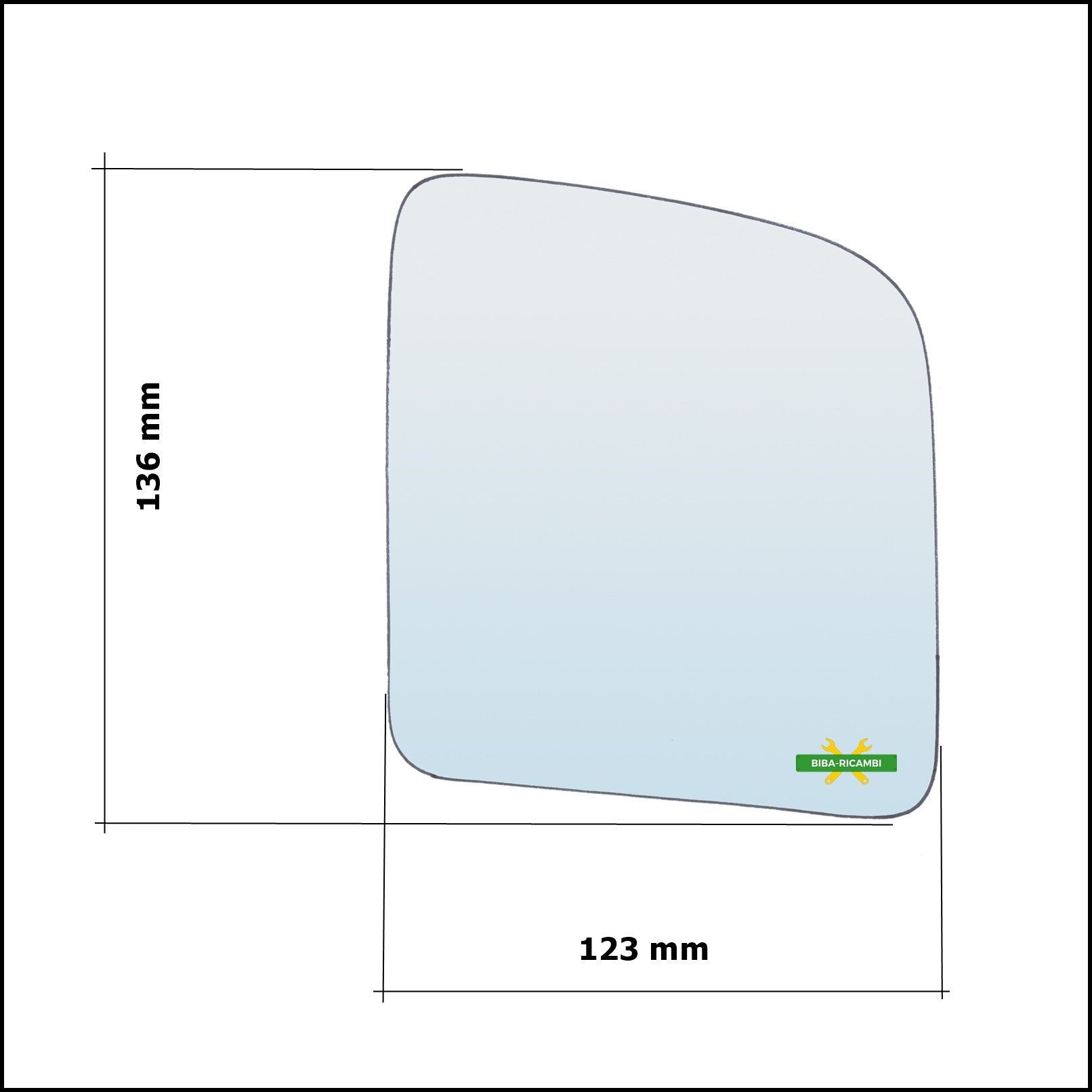 Vetro Specchio Retrovisore Cromato Asferico Lato Dx-Passeggero Per Ford Transit Connect I dal 2002-2013 BIBA-RICAMBI