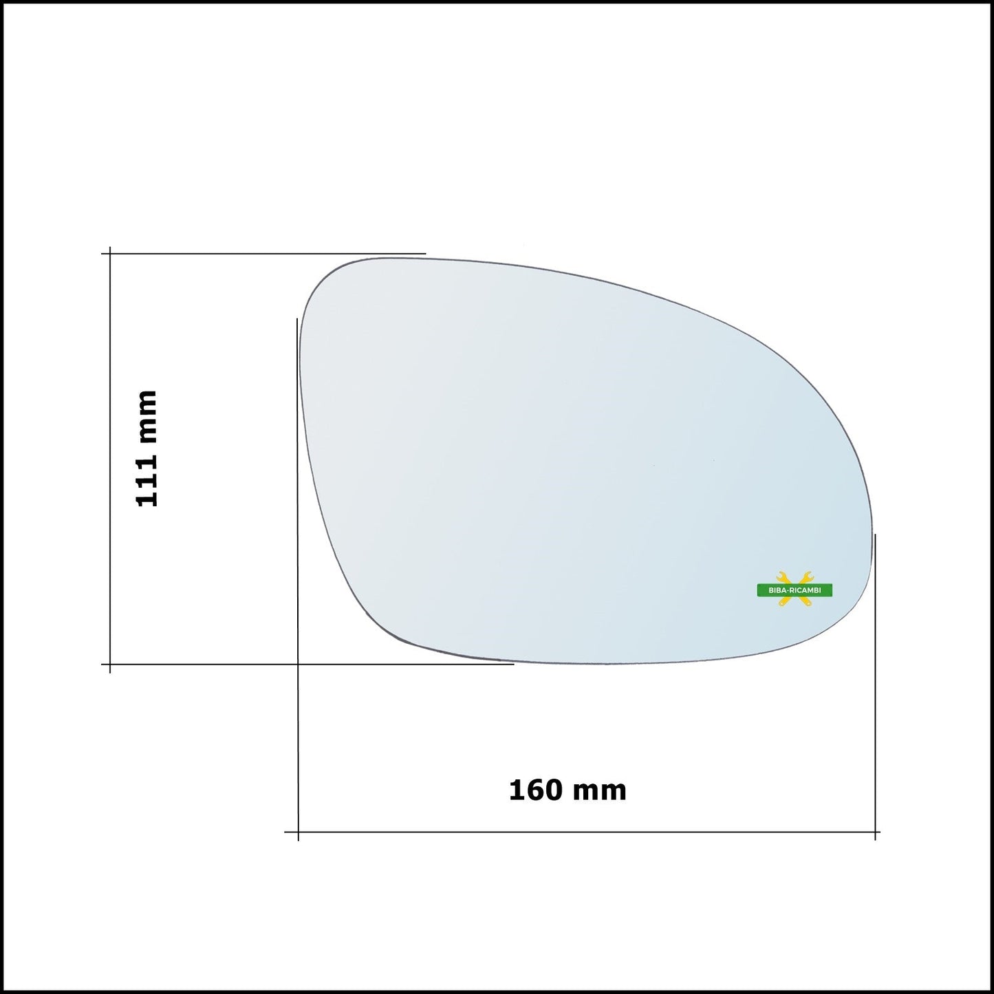 Vetro Specchio Retrovisore Cromato Asferico Lato Sx-Guidatore Per Volkswagen Passat IV (3C) dal 2005-2010 BIBA-RICAMBI