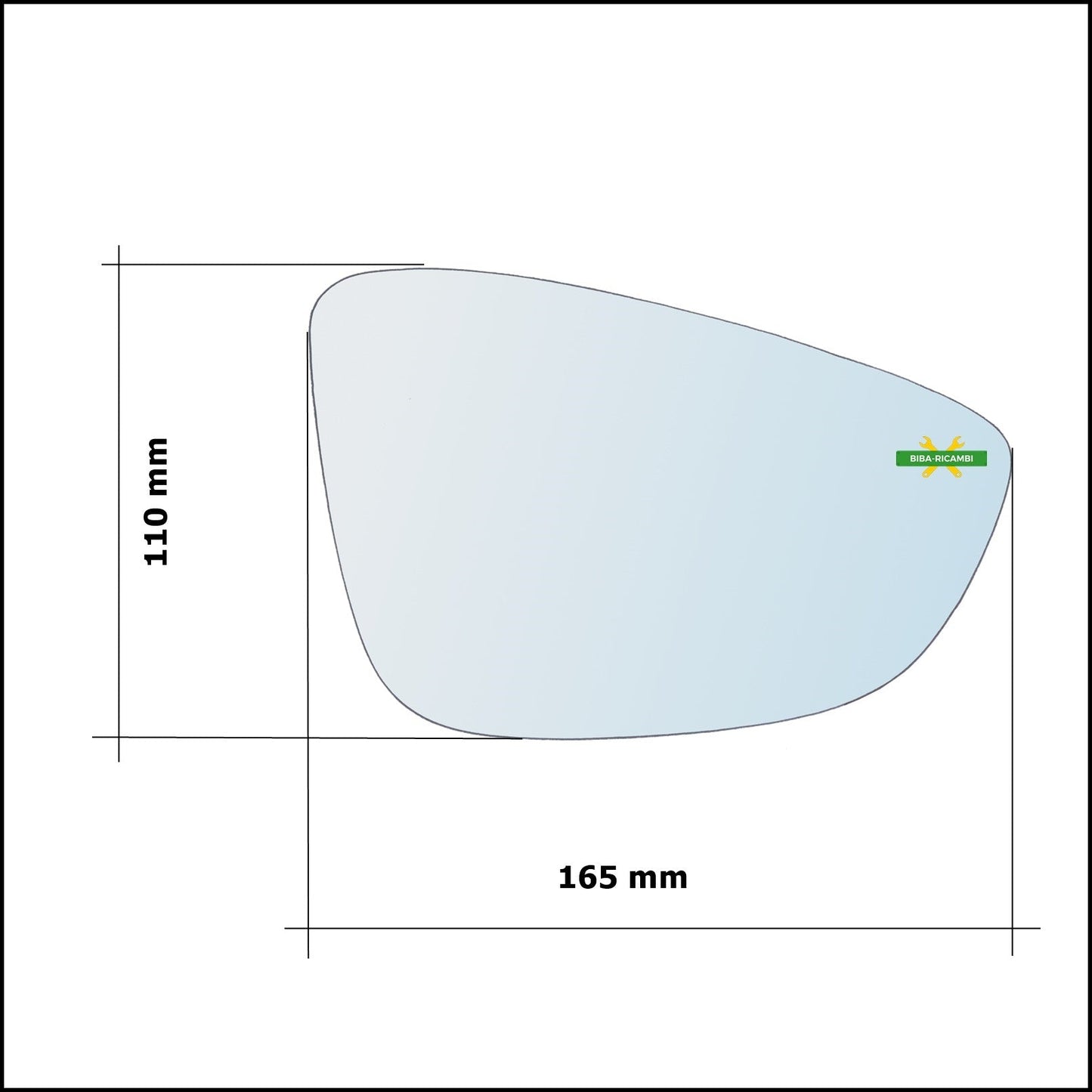 Vetro Specchio Retrovisore Cromato Asferico Lato Sx-Guidatore Per Volkswagen Eos Restyling dal 2011> BIBA-RICAMBI