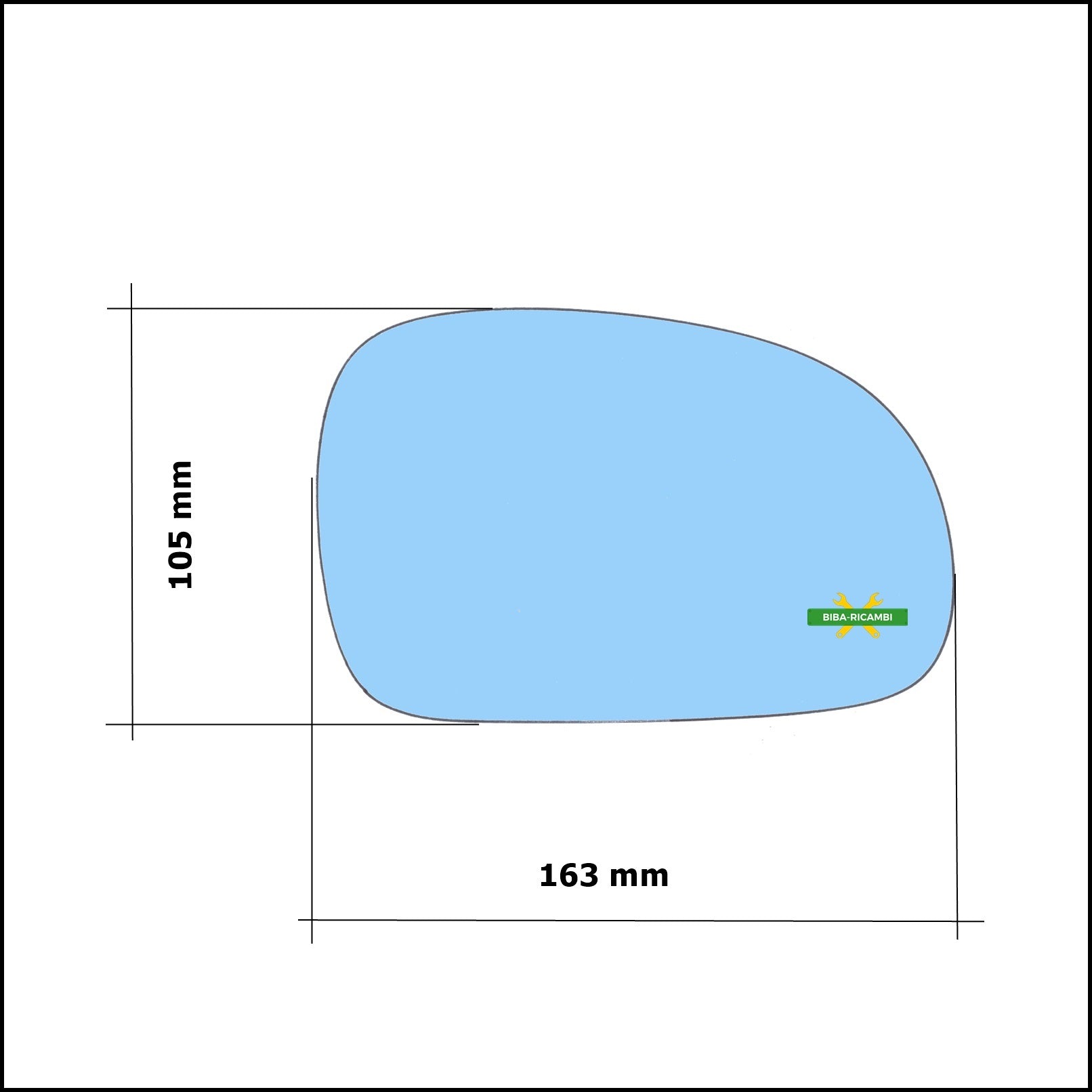 Vetro Specchio Retrovisore Blue Asferico Lato Dx-Passeggero Per Peugeot 406 dal 1995-2005 BIBA-RICAMBI