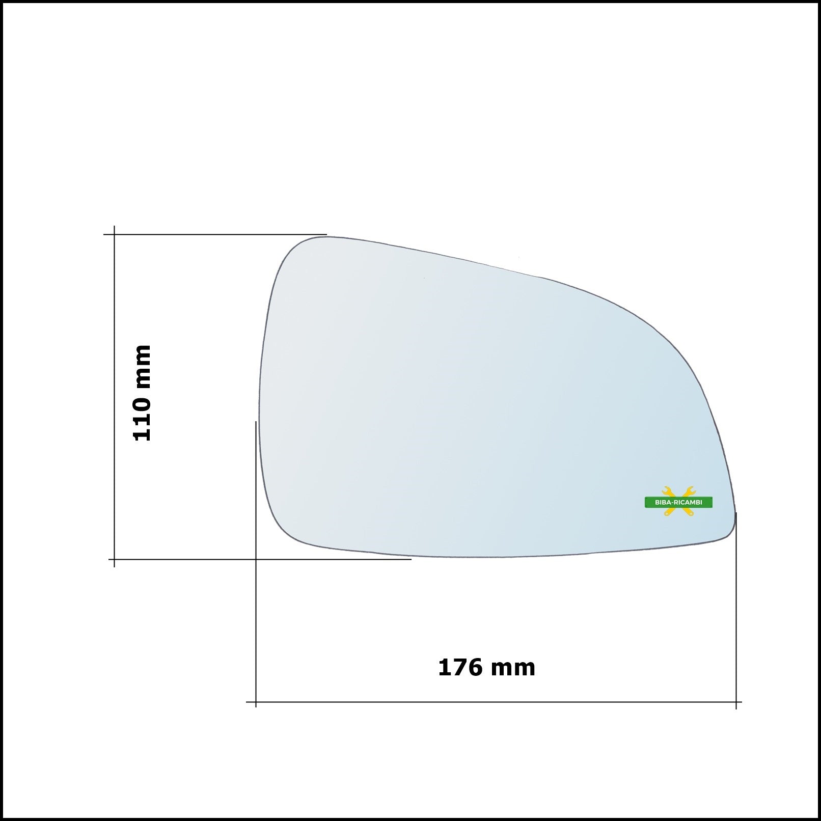 Vetro Specchio Retrovisore Cromato Lato Sx-Guidatore Per Opel Astra H (A04) solo dal 2009-2011 (specchio grande) BIBA-RICAMBI