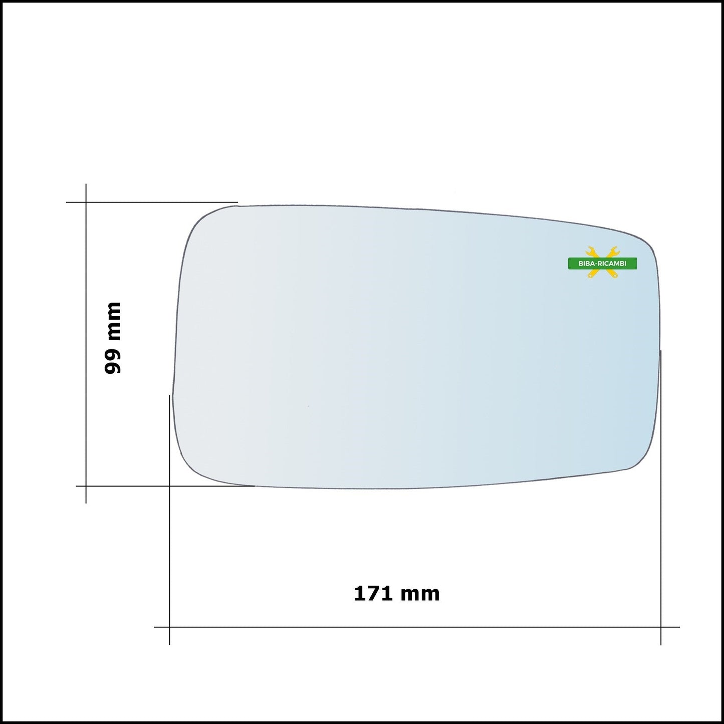 Vetro Specchio Retrovisore Cromato Asferico Lato Sx-Guidatore Per Seat Toledo I (1L) dal 1991-1999 BIBA-RICAMBI