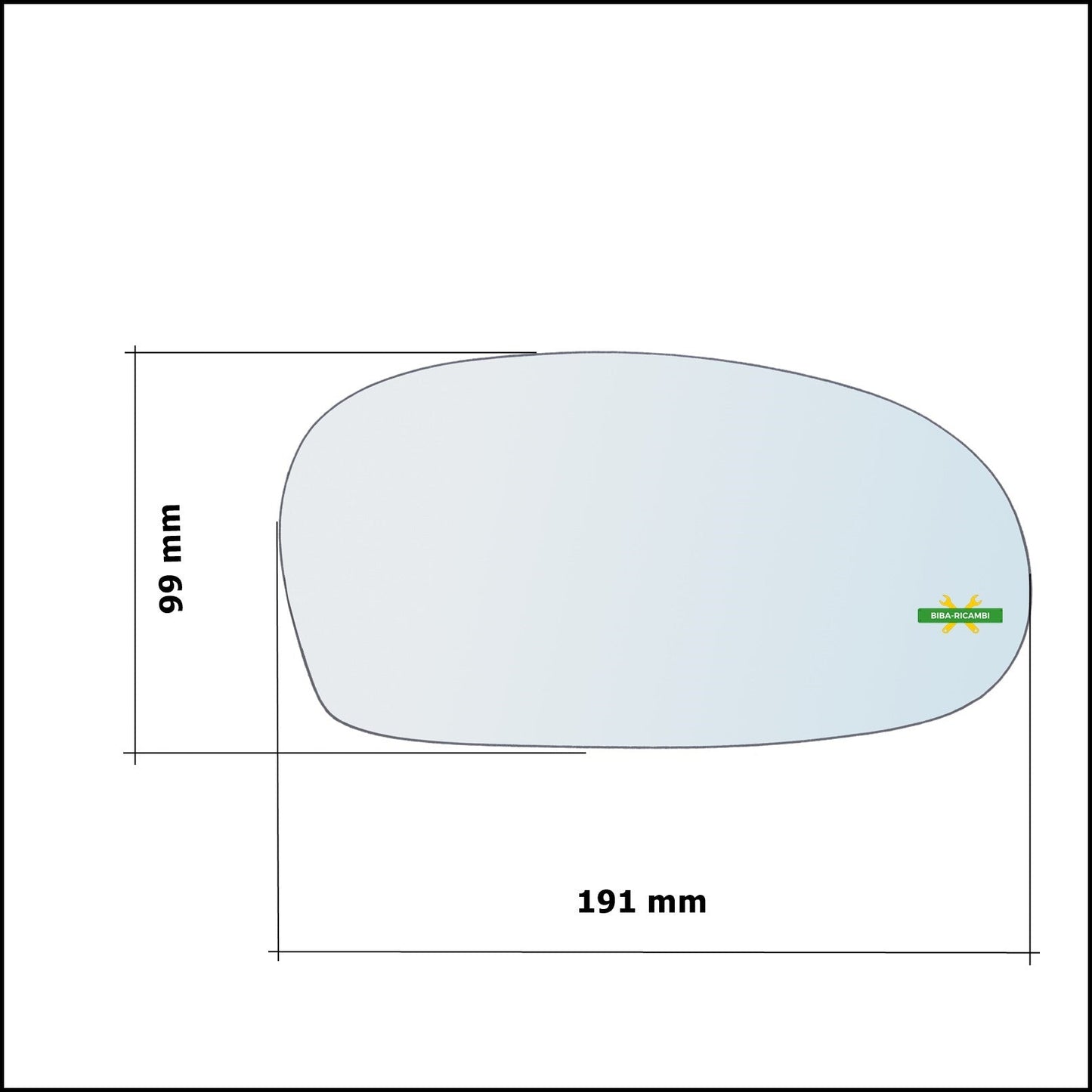 Vetro Specchio Retrovisore Cromato Lato Dx-Passeggero Per Kia Shuma I (FB) dal 1996-2001 BIBA-RICAMBI