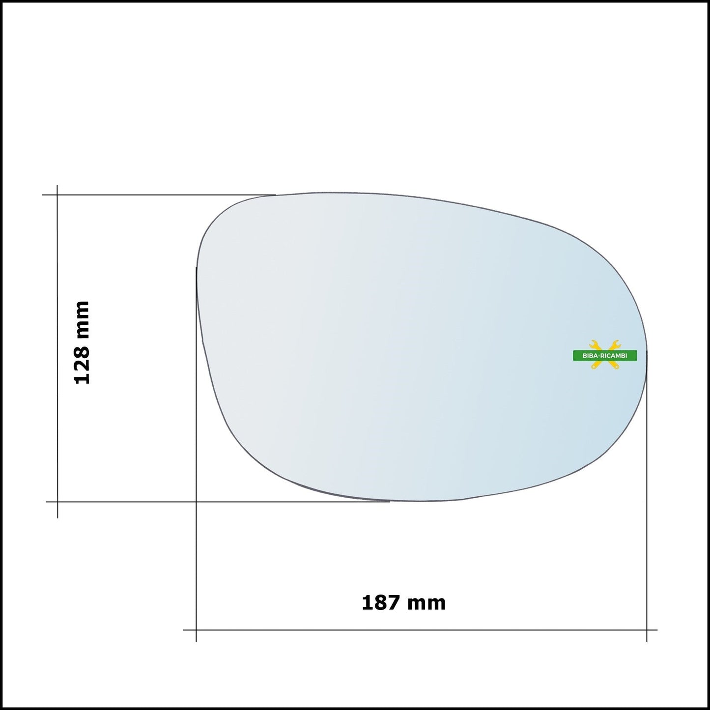 Vetro Specchio Retrovisore Cromato Lato Sx-Guidatore Per Ford Ka II (RU8) dal 2008> BIBA-RICAMBI