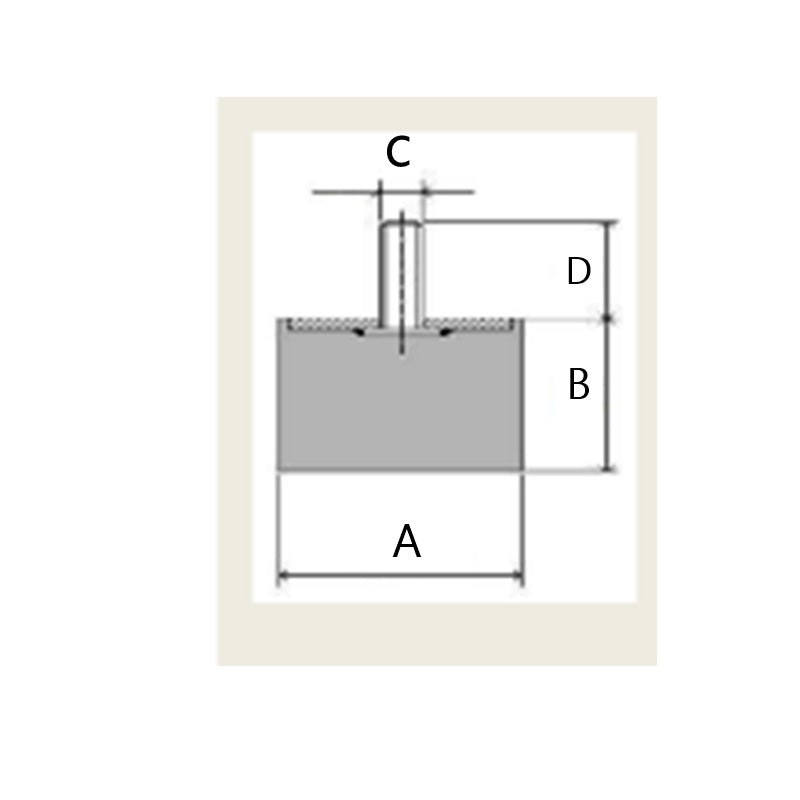 Supporto antivibrante cilindrico in gomma piede-maschio | 30x40 | M8 BIBA-RICAMBI