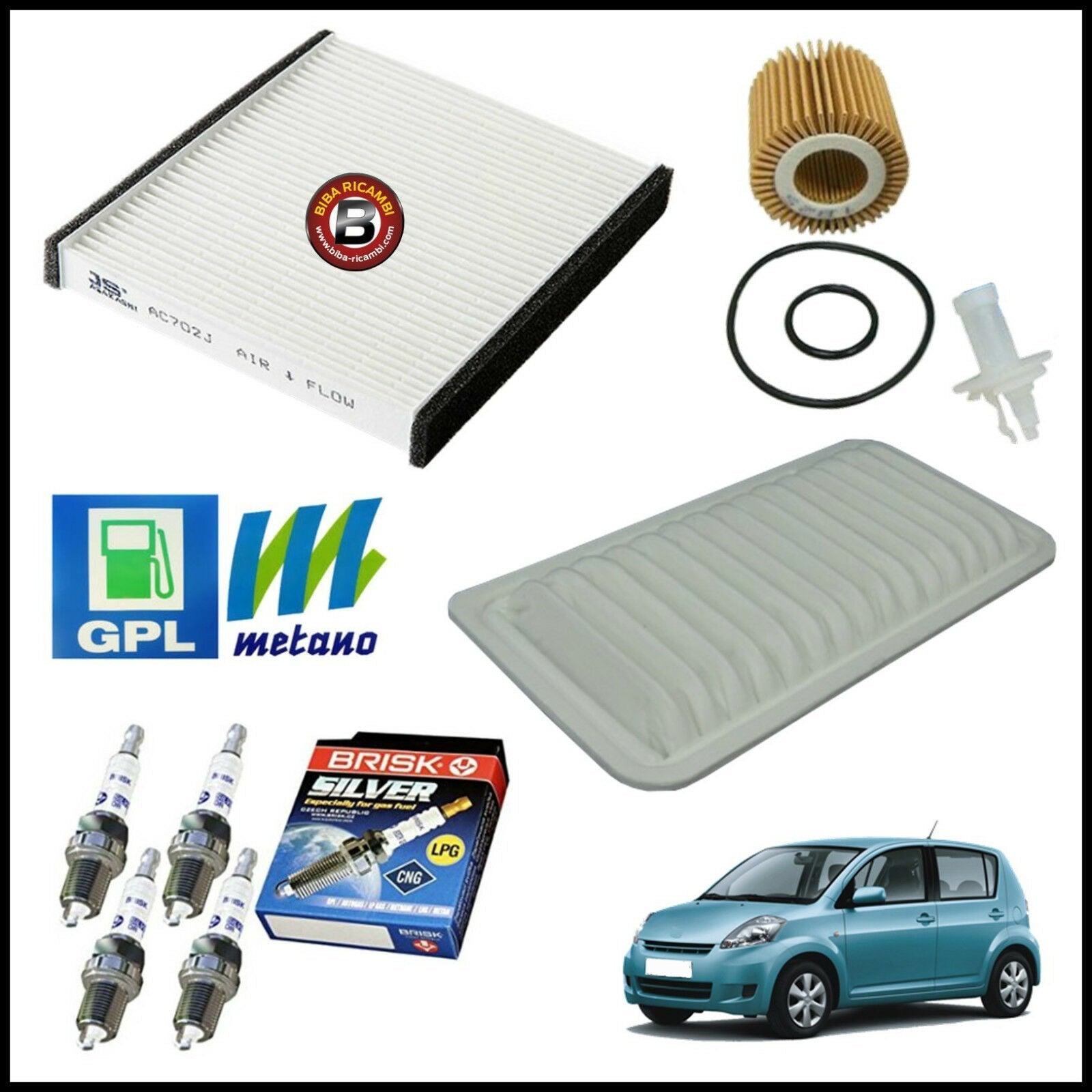 Kit Tagliando Filtri | Candele Per Daihatsu Sirion 1.500 76kw/103cv dal 2005> BIBA-RICAMBI