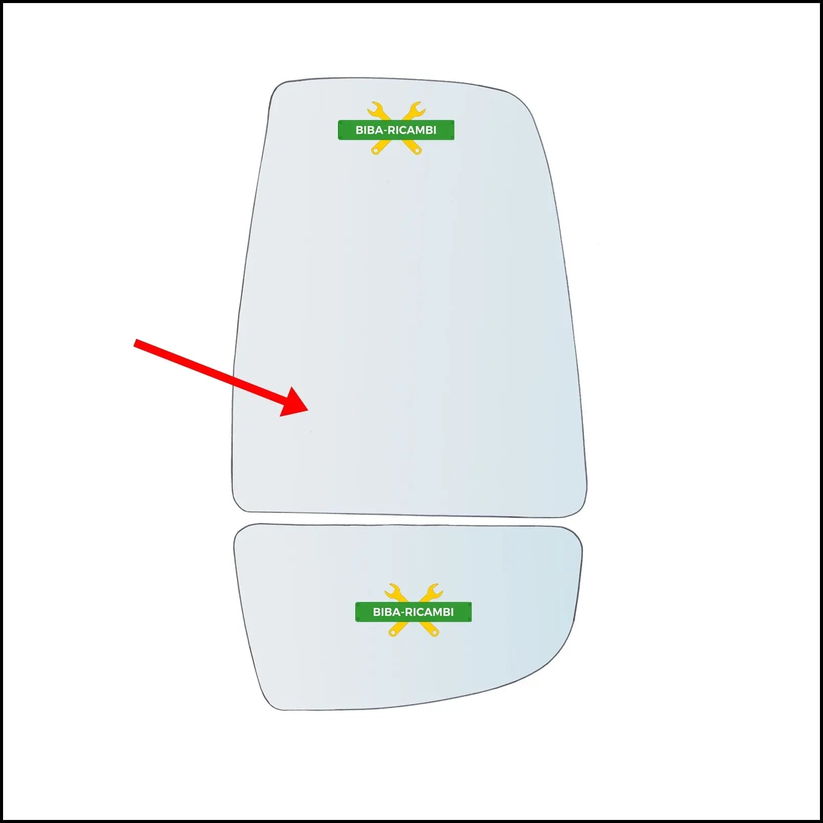 Piastra Superiore Retrovisore Termica Lato Sx-Guidatore Per Ford Transit IV dal 2013> BIBA-RICAMBI