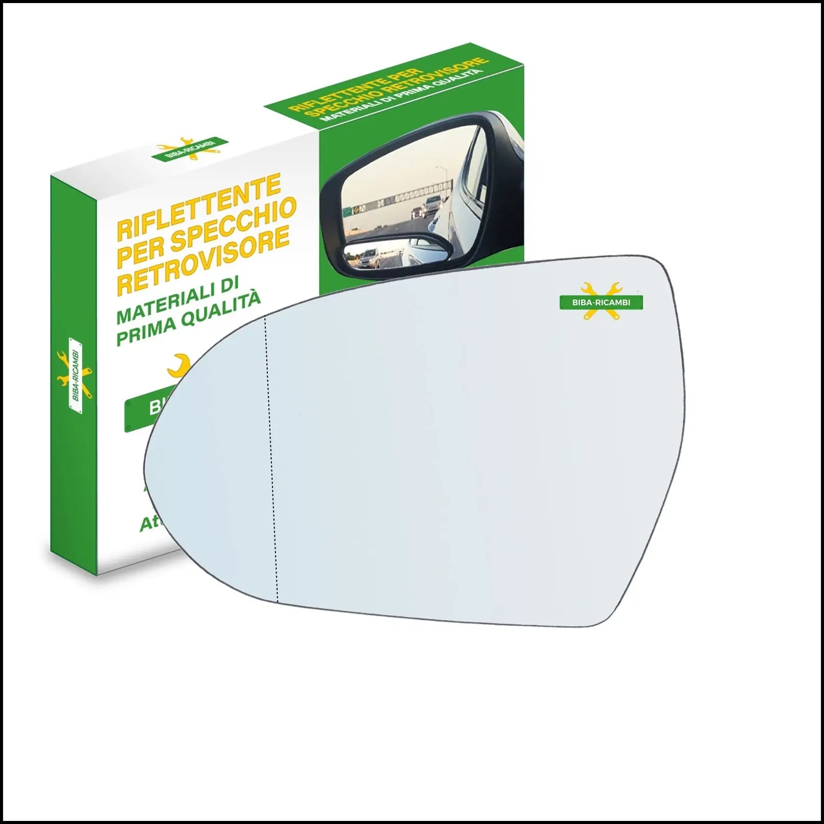 Vetro Specchio Retrovisore Asferico Lato Sx-Guidatore Per Kia Niro (DE) dal 2016> BIBA-RICAMBI