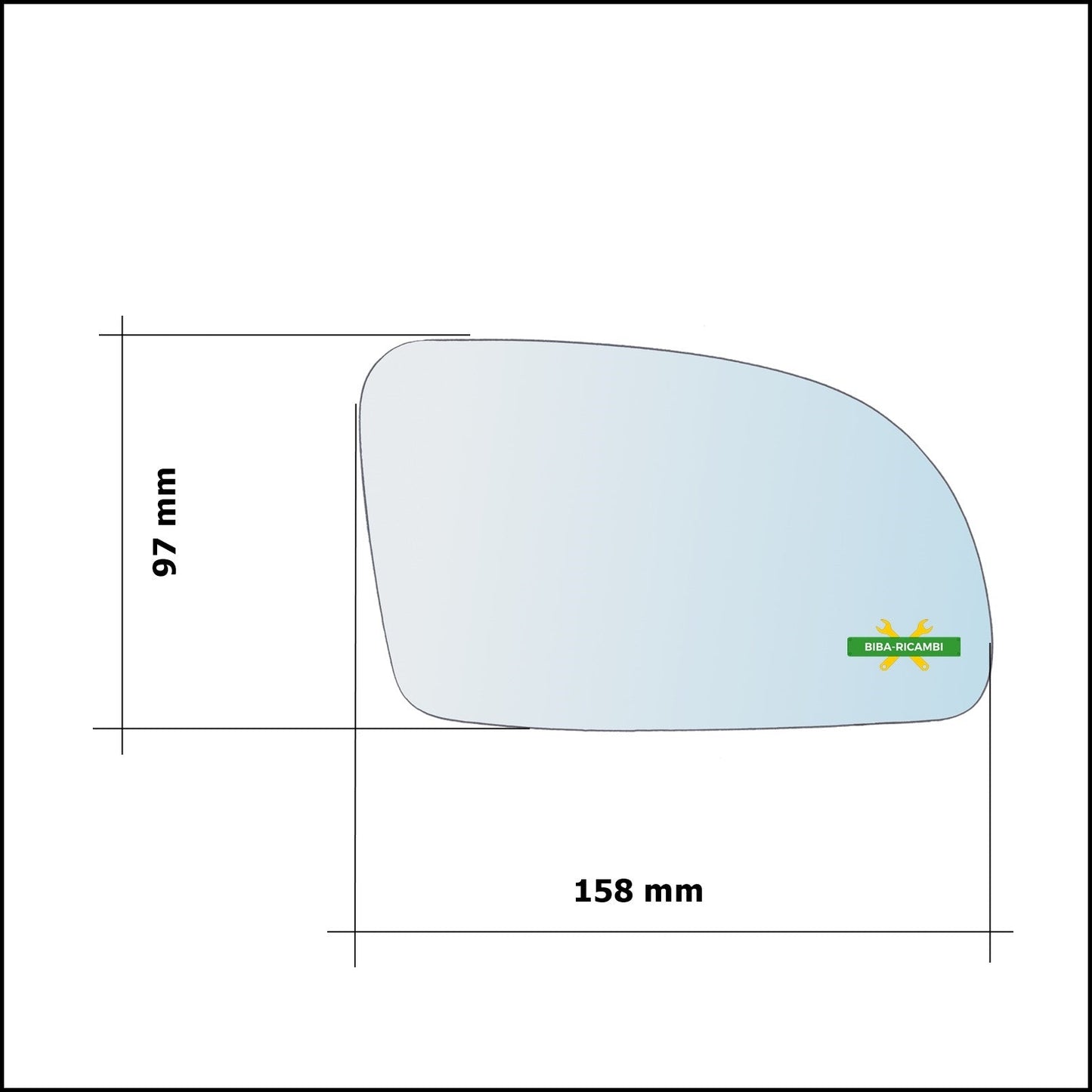 Vetro Specchio Retrovisore Cromato Asferico Lato Sx-Guidatore Per Volkswagen New Beetle dal 2001-2010 BIBA-RICAMBI