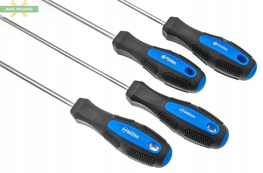 Serie 4 cacciaviti giravite lunghi 450mm chrome vanadium punta magnetica SATRA