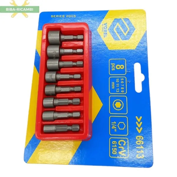 Serie 8 Pezzi Cchiavi A Bussola Attacco 1/4” VOREL