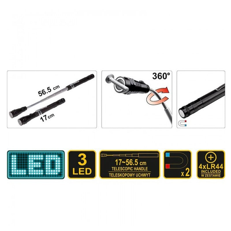 Lampada telescopica magnetica con tre LED VOREL