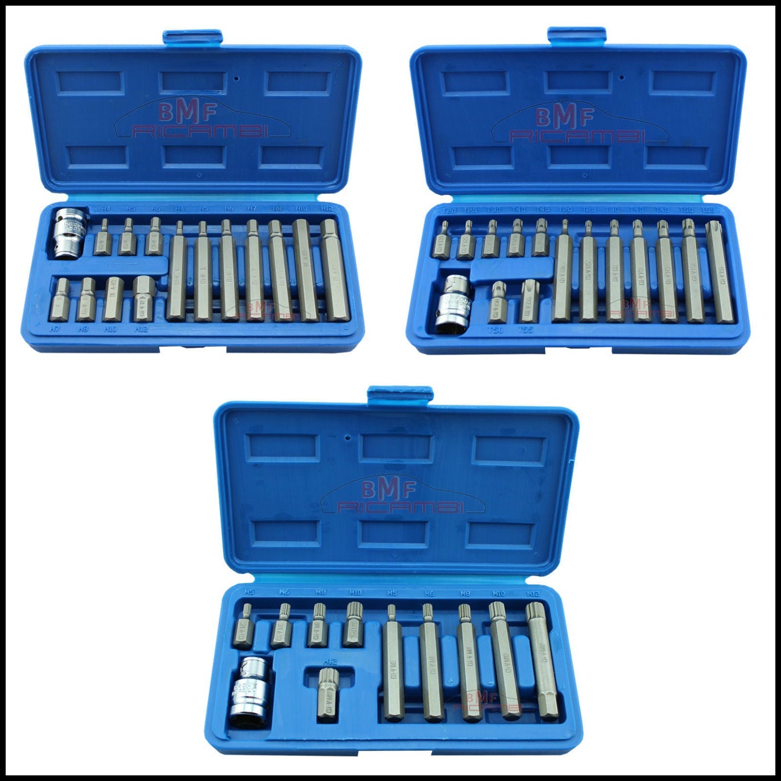 SERIE 3 CASETTE CHIAVI SERIE INSERTI XZN TORX ESAGONALI INSERTI ATTREZZI OFFICINA AUTO MOTO CAMPER BIBA-RICAMBI