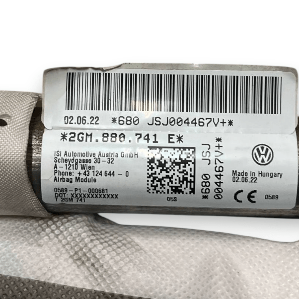Airbag a Tendina laterale sinistra (sx) Volkswagen T-Cross (2019 -) cod: 2GM880741E