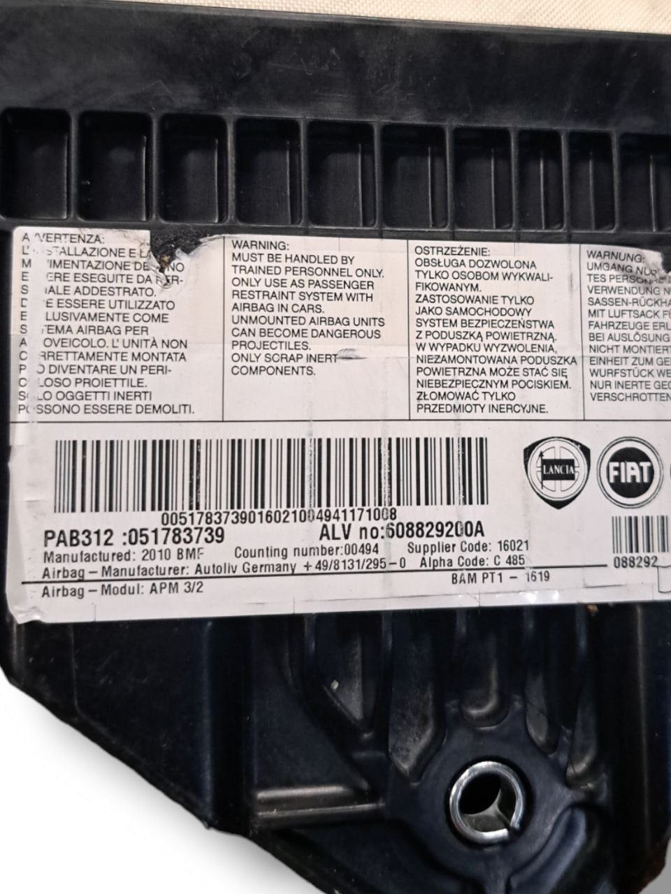 Airbag passeggero Fiat 500 (2007-2014) COD:051783739